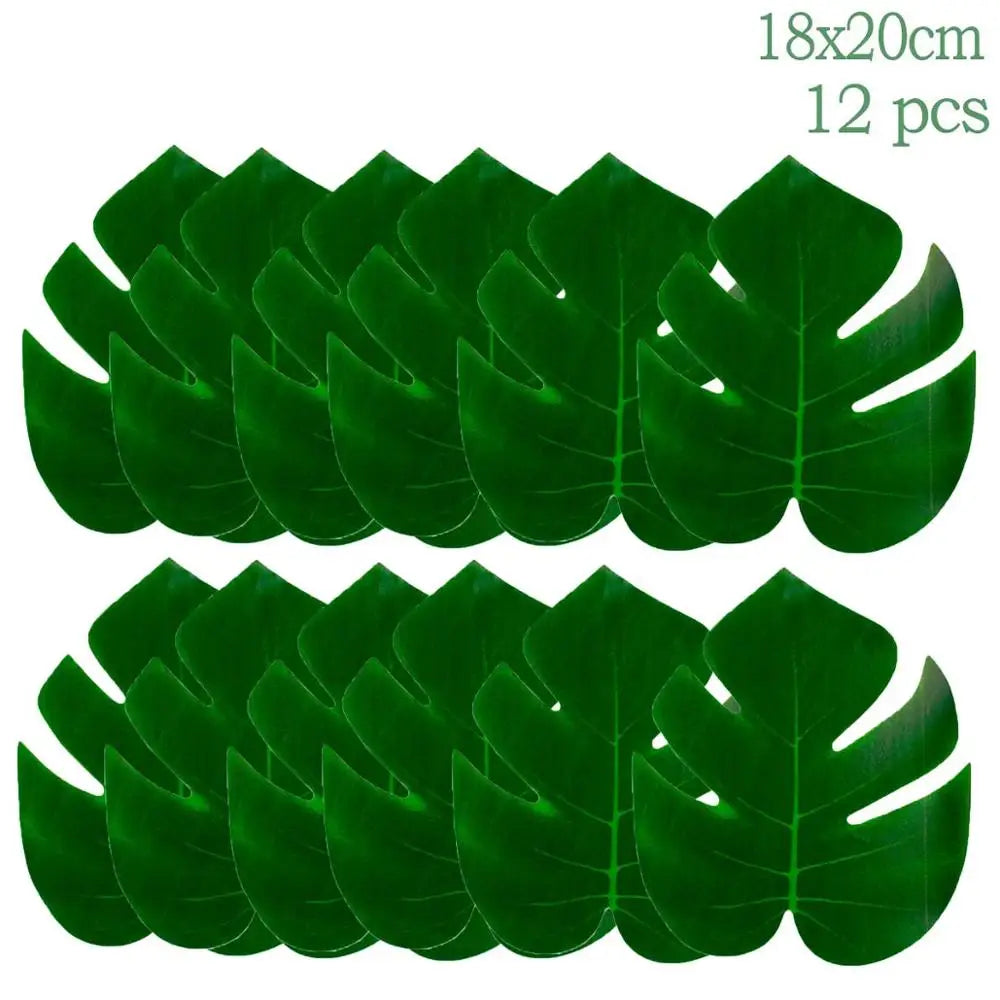 Vaisselle jetable Feuilles Vert Sauge Assiette en papier à bord doré Tasses Serviettes Décoration de mariage Anniversaire Fête Hawaïenne