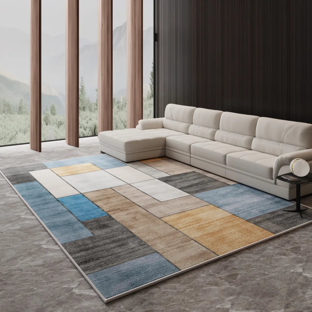 Alfombra Nórdica de Lujo Ligero VIKAMA para Sala de Estar, Sofá, Mesa de Centro, Tapete de Piso para Dormitorio y Salón, Alfombra de Gran Área, Decoración del Hogar