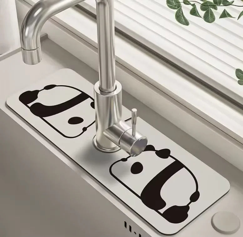 VIKAMA Grifo de cocina con diseño de dibujos animados, súper absorbente, para cafetera, escurridor, alfombrilla de secado rápido para baño