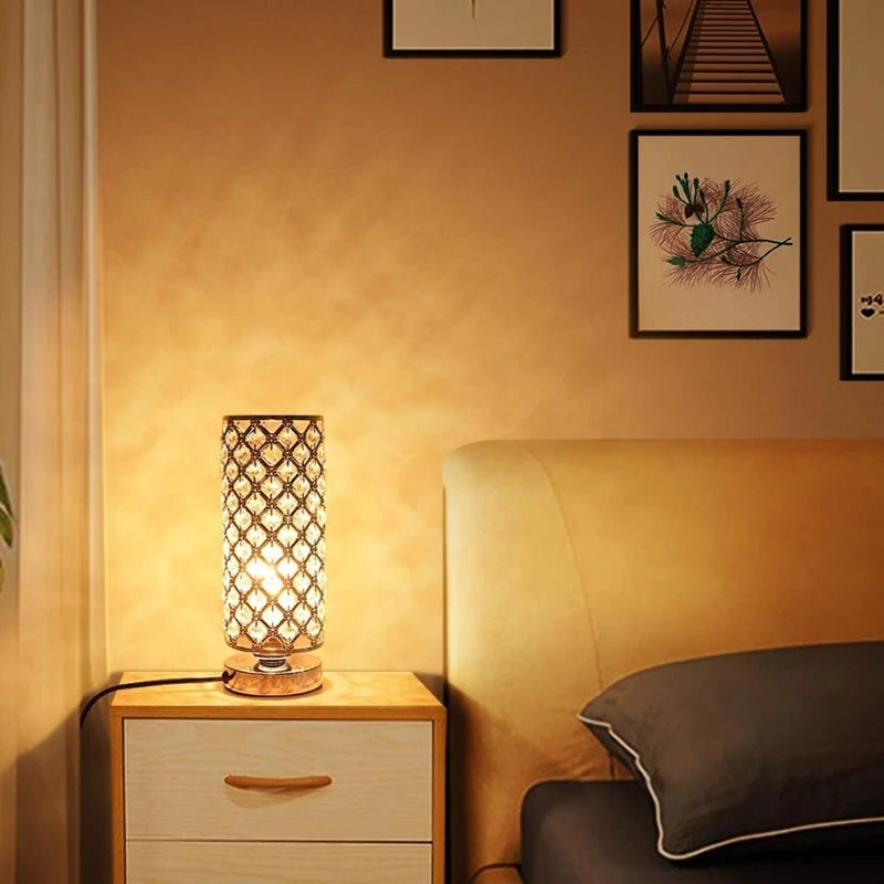 Lampe de table en cristal de luxe, lampe de chevet en cristal diamant, lampe de table décorative, lampe de chevet de chambre, lampe de nuit LED de bar, lampes de chevet de bureau