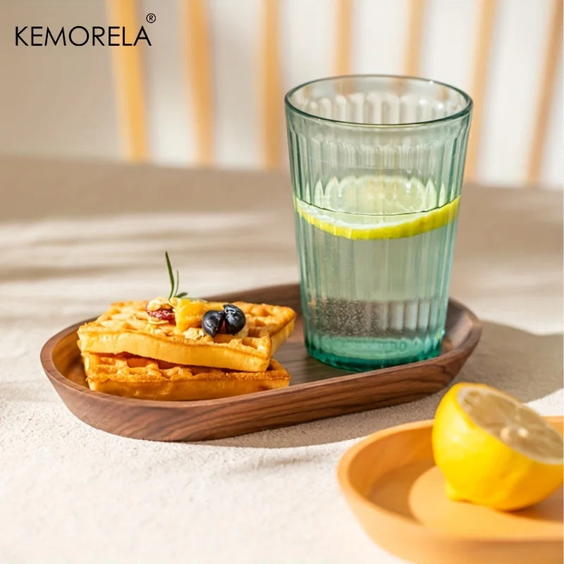 KEMORELA 1PCS Vajilla de madera maciza, plato de postre redondo, bandeja de madera de estilo japonés, plato para aperitivos, plato para frutas secas, plato de madera
