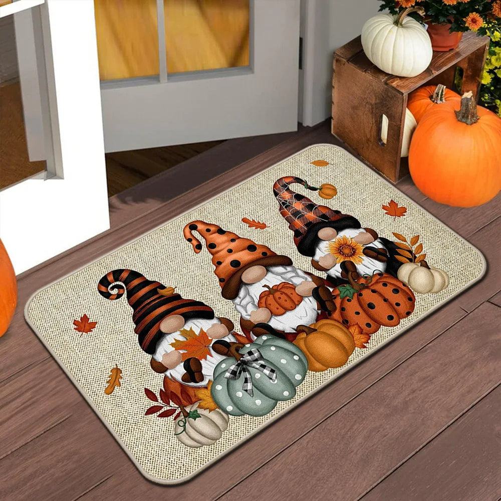 Tapis de porte d'automne d'Halloween VIKAMA, tapis de bienvenue de Thanksgiving, tapis antidérapant intérieur/extérieur, décoration de maison