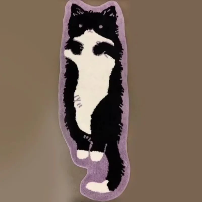 Vikama Cat Alfombra Larga Divertida Mullida Alfombras de Cabecera Tapete de Piso Sala de Estar Alfombra de Habitación Infantil Lavable Antideslizante Decoración del Hogar
