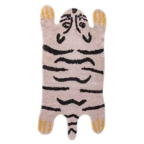 Alfombra de leopardo de dibujos animados VIKAMA para frío y calor, decoración del hogar, alfombrilla de felpa para dormitorio, alfombrilla para zona de descanso de sala de estar