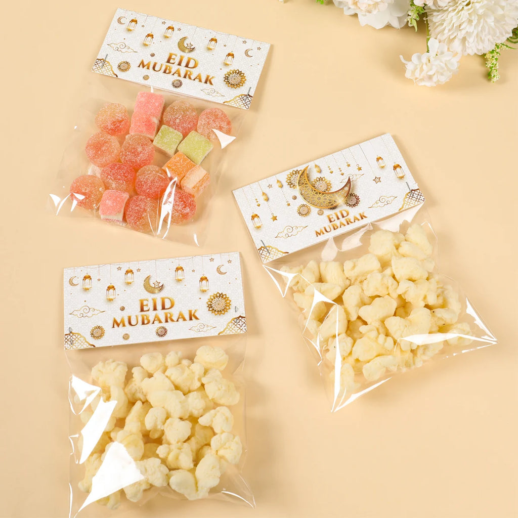 Décorations pour la maison du Ramadan 2025 - Sachet de friandises Eid Mubarak - Sachet de bonbons - Décorations de fête musulmanes islamiques - Ramadan Kareem - Aïd al-Adha