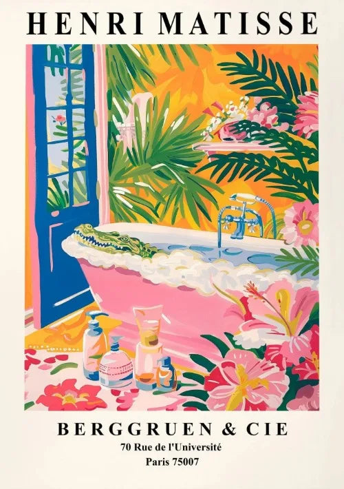 Matisse Animals in The Bathroom Poster Wild Animals Matisse Art Painting Wall Decor Colorful Wall Decoration Canvas Prints Gift