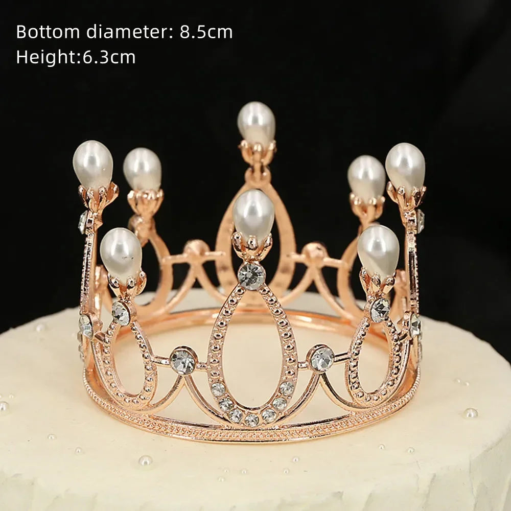 Nouveau Topper de Gâteau en Strass Couronne Chapeau Décoration Accessoires de Cheveux pour Enfants Princesse Fête de Mariage Anniversaire Fournitures