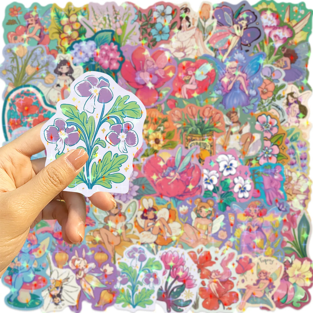 50/100PCS Pegatinas de Graffiti de Flores de Hadas de Dibujos Animados Pegatinas Decorativas para Guitarra Cuaderno Maleta DIY