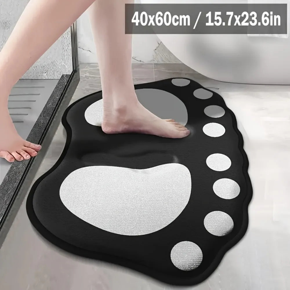 Alfombra de Franela con Patrón de Huellas de VIKAMA para Dormitorio, Sala de Estar, Felpudo Suave y Cómodo para Entrada, Decoración del Hogar