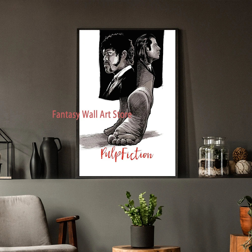 Nuevo póster de Pulp Fiction, decoración de pared clásica de películas de humor, decoración de arte de pared para fanáticos de Pulp Fiction, decoración de bar, hogar, lienzo, impresiones de póster.