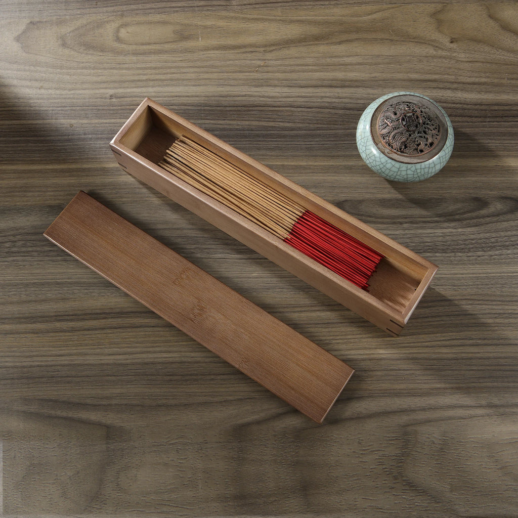Caja de almacenamiento de incienso de bambú, hecha a mano, soporte para incienso con tapa, organizador para varillas de incienso, ideal para meditación y yoga