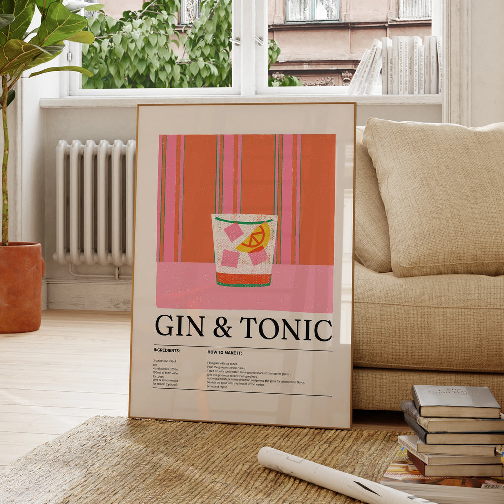 Cadeaux modernes et minimalistes pour cocktail Gin & Tonic, affiches murales, tableaux sur toile, images pour la décoration intérieure du salon