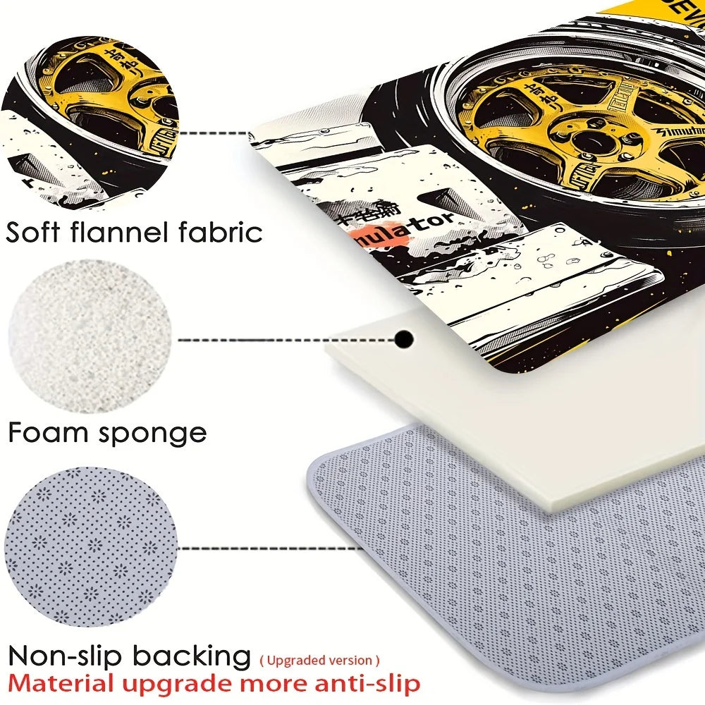 Tapis de porte d'entrée antidérapants VIKAMA Racing Wheels, tapis de chambre à coucher et de salle de bain à réduction de bruit, décoration intérieure