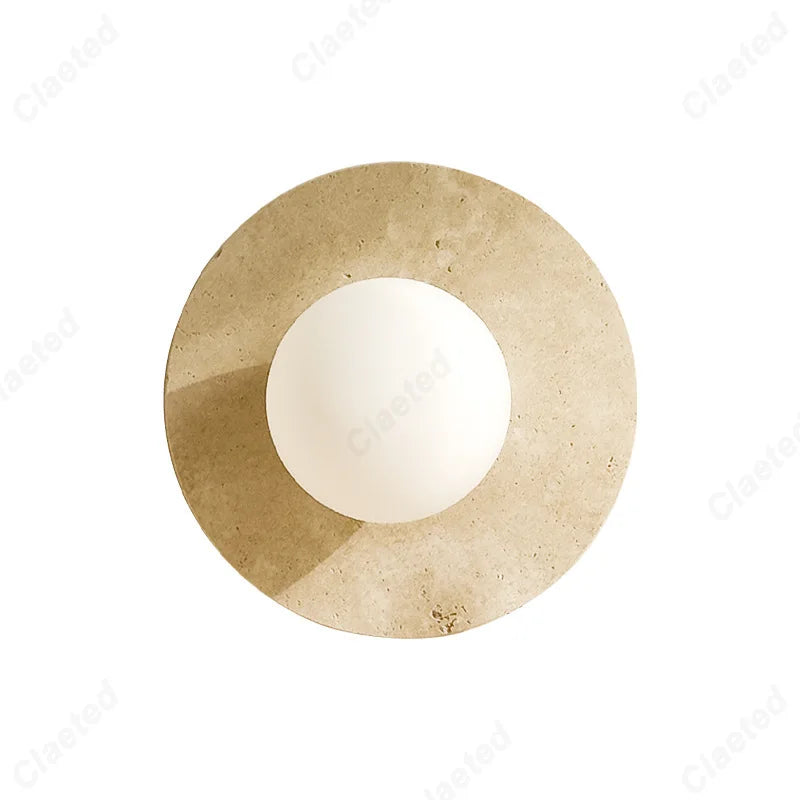 Nouvelle applique murale ronde en pierre de grotte jaune LED, luminaire décoratif pour salon, couloir, porche, chambre à coucher, chevet.