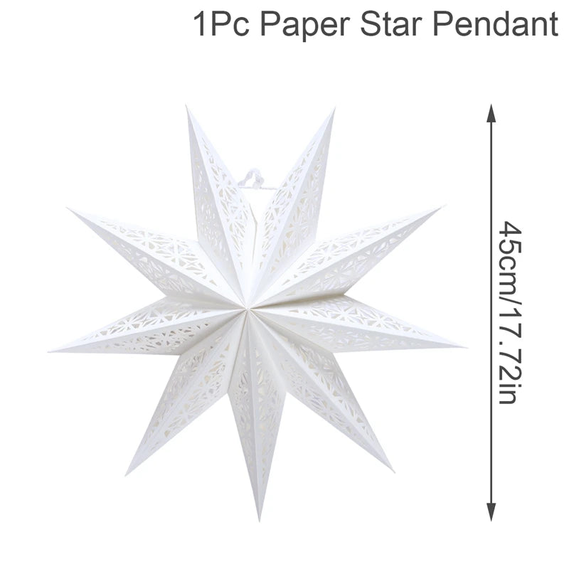 30-75cm Hollow Star Hanging Pendant Eid Mubarak Christmas Ramadan Decoration 2024 Islamic Muslim Party Decor Ramadan Kareem Gift