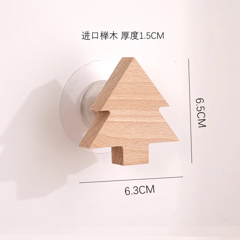 Ganchos decorativos de madera de estrella y luna. Bonitos ganchos adhesivos de pared con dibujos de animales. Llavero para la pared del hogar y decoración.