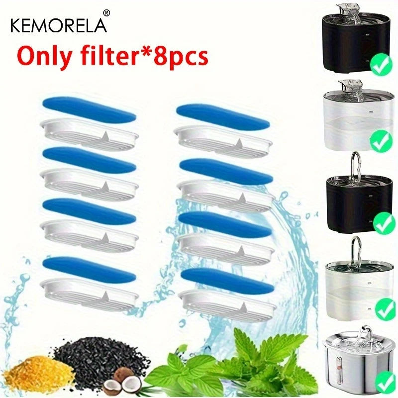 Filtro Dispensador de Agua para Gatos con Carbón Activado, 8/12 Piezas, Compatible con Dispensadores de Agua, Atrapa Impurezas y Mejora el Sabor para Mascotas