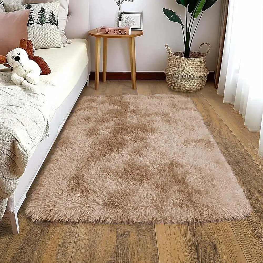 Alfombra Pequeña Negra VIKAMA - Alfombra Suave de Felpa para Dormitorio Infantil o Mesita de Noche, Alfombra de Bienvenida para Entrada Interior, Accesorio de Decoración del Hogar