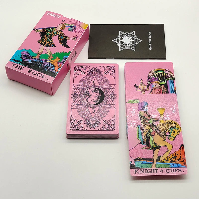 Without Gold Waterproof Plastic Tarot Cards With Manual PVC Board Game Astrologic Oracle Deck For Beginners