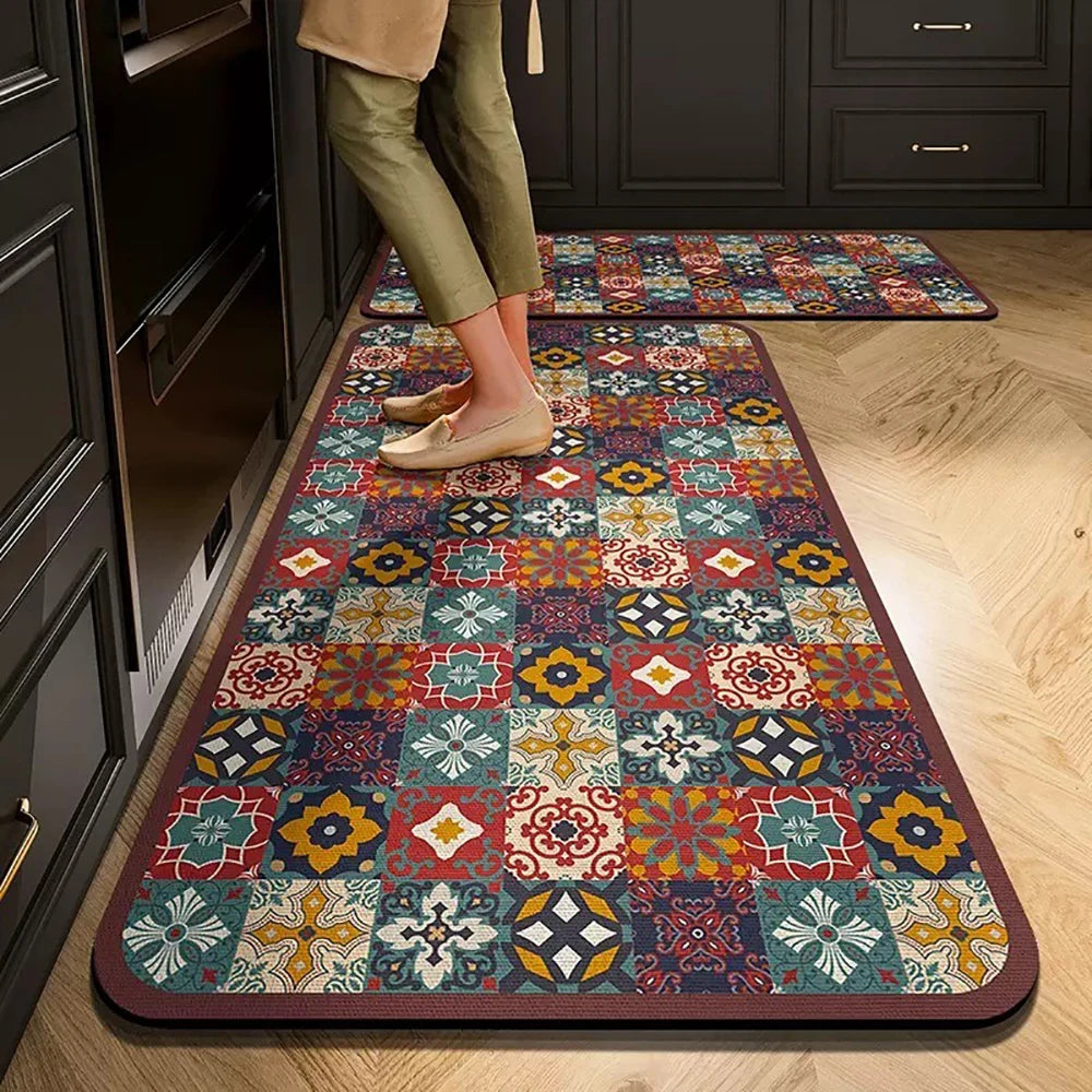 VIKAMA 1/2PCS Alfombra de cocina resistente al aceite, alfombra de baño absorbente de secado rápido, felpudo antideslizante para decoración del hogar