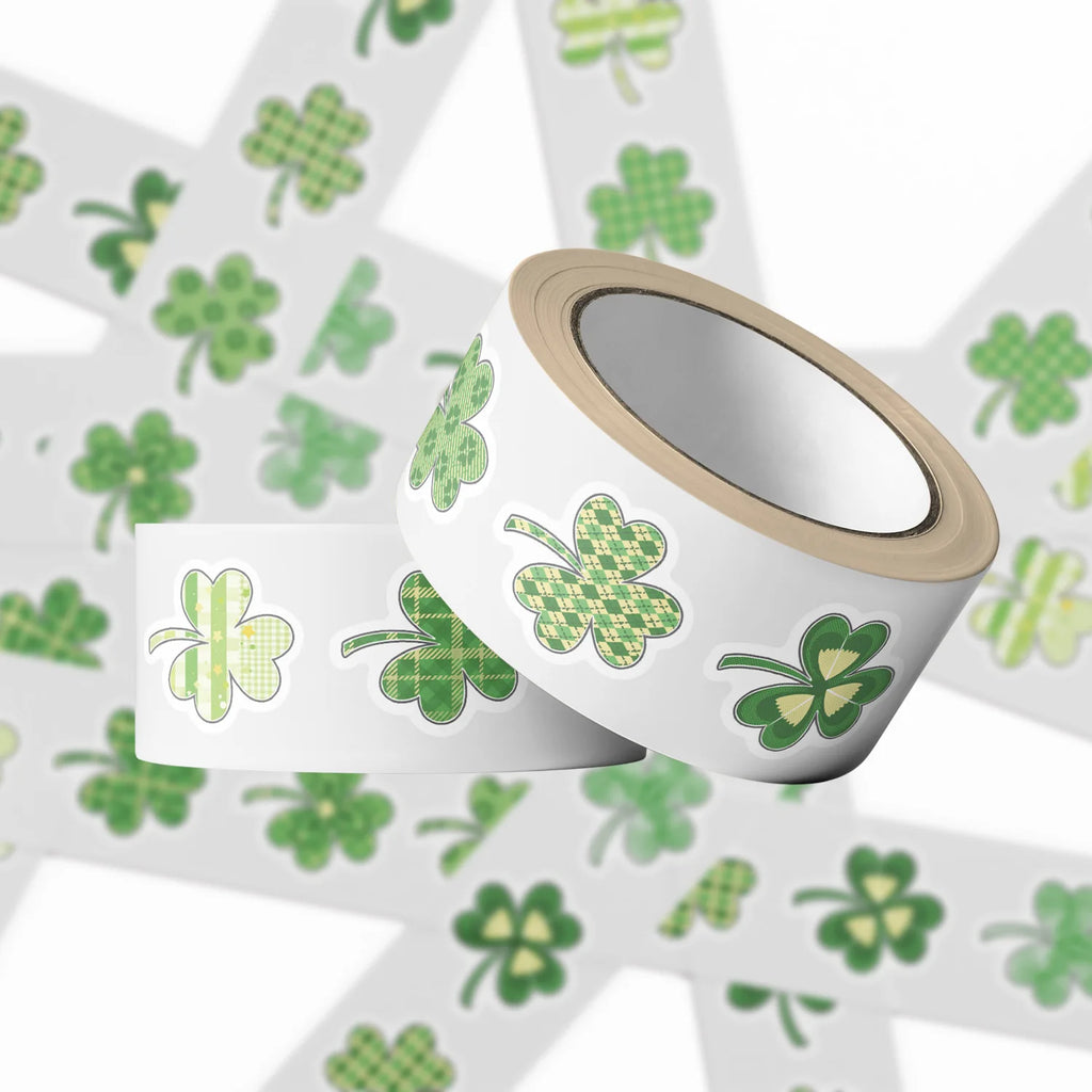 500 autocollants verts en rouleau Trèfle de dessin animé Décoratifs pour carnet Papeterie Récompense Autocollants imperméables