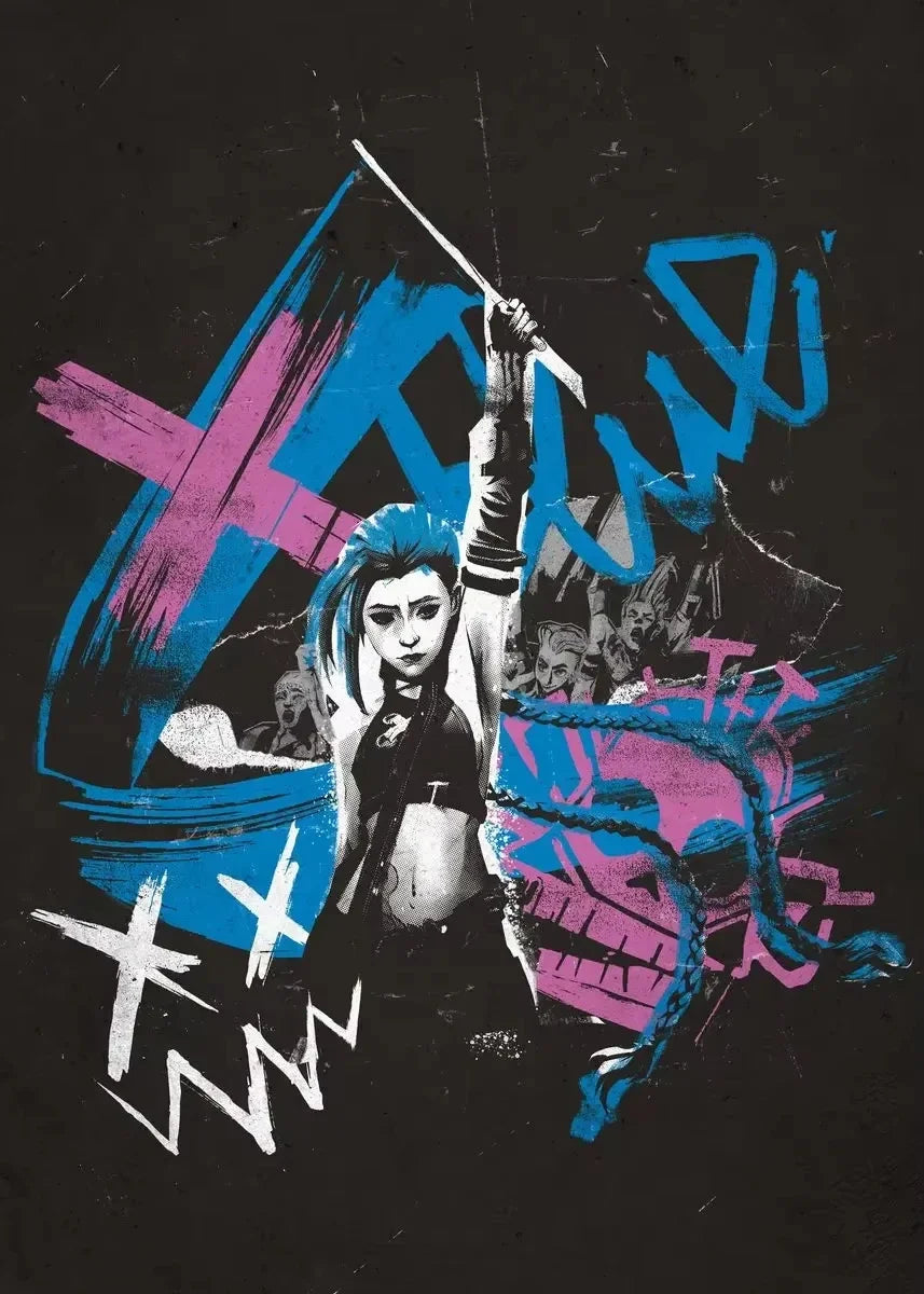 Arcane Season 2 Jinx VI Graffiti Caitlyn Jayce Viktor Character Poster Arcane Anime Game Canvas Printing Wall Art Room Decor