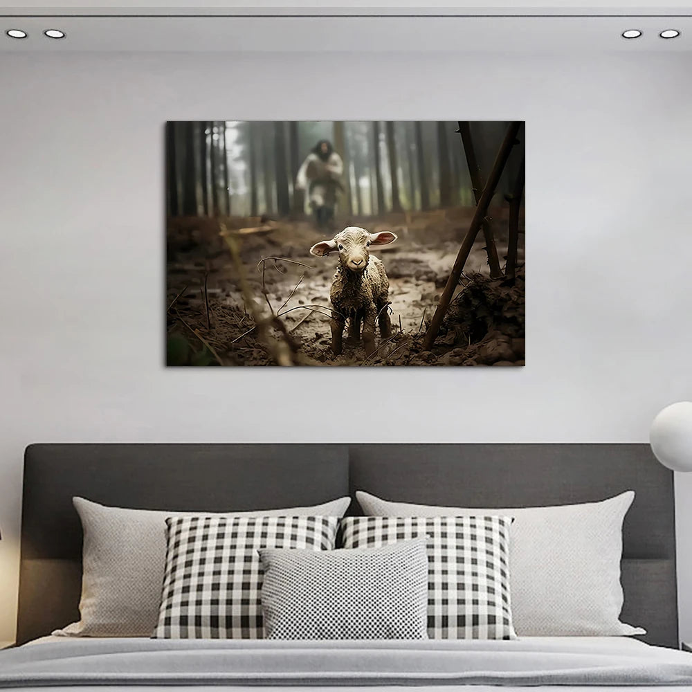 Classic Vintage Wall Art Christ Saves the Lamb HD Canvas Printed Poster Home Living Room Bedroom Hallway Decorative Painting