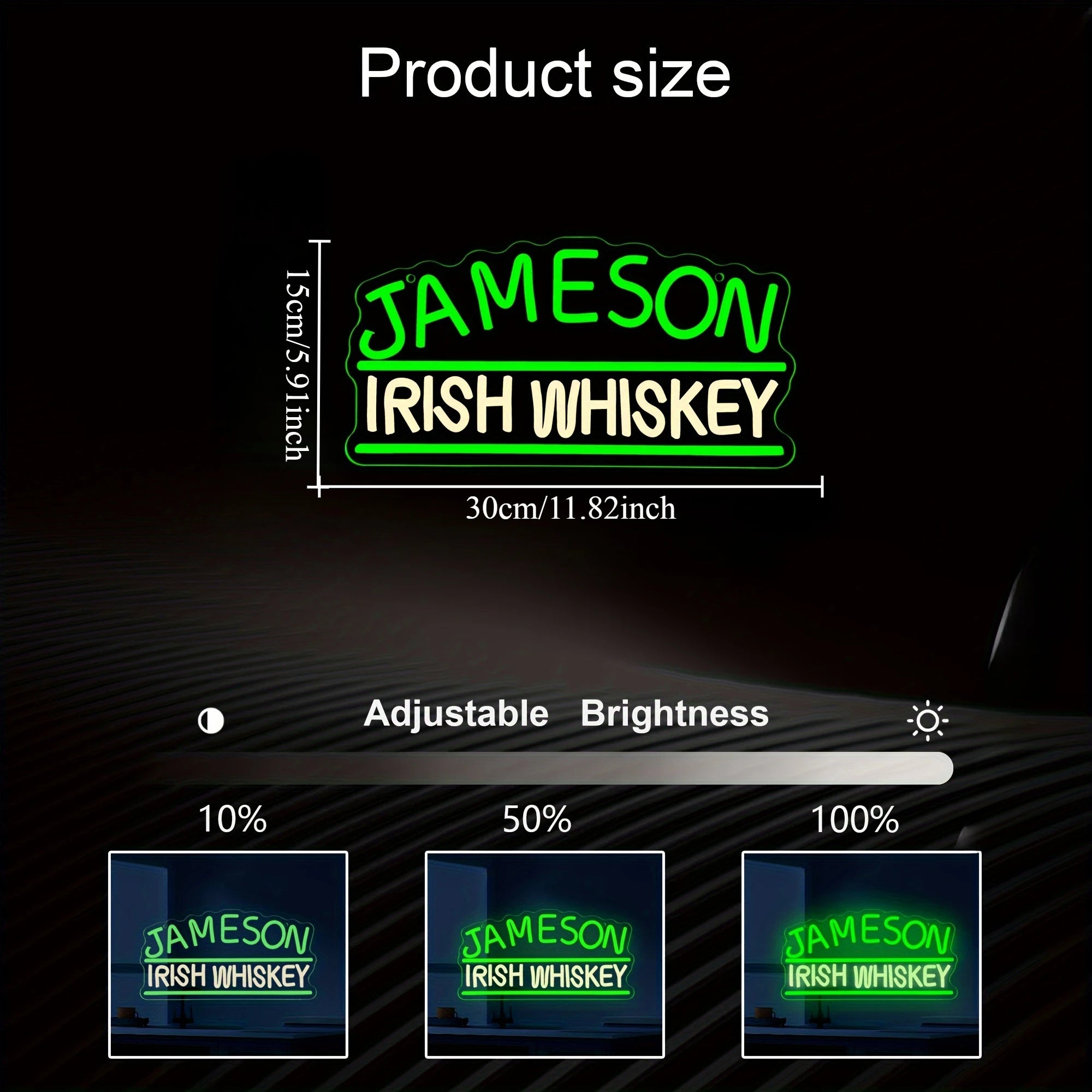 Letrero de neón del logotipo de la marca de whisky irlandés Jameson, luz de neón LED para el hogar, bar, pub, cueva de hombre, decoración de pared, regalo para amantes del whisky