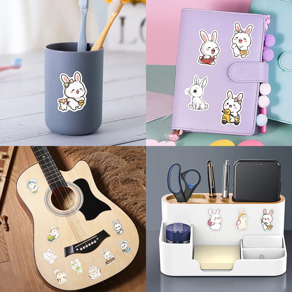 60/120 PCS Autocollants Mignons Série Animaux Lapin Graffiti Bagages Tasse à Eau Scooter