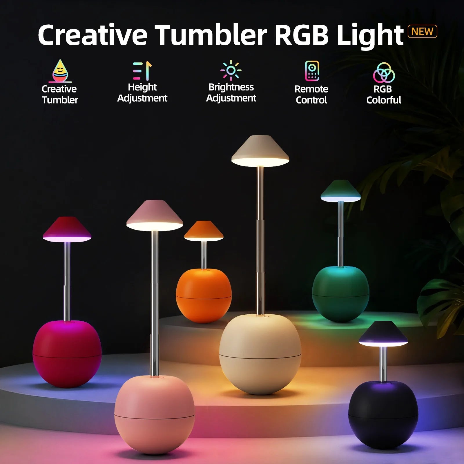 Lampe de bureau tactile LED avec télécommande, hauteur réglable, éclairage RVB, convient pour le salon, la chambre, lampe de chevet.