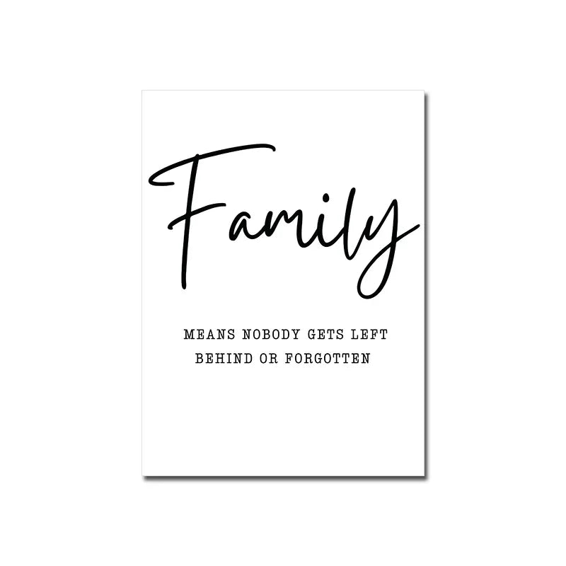 Happy Family Quote Wall Art Black White Poster Love Heart Print Nordic Canvas Painting Minimalist Picture Living Bedroom Decor