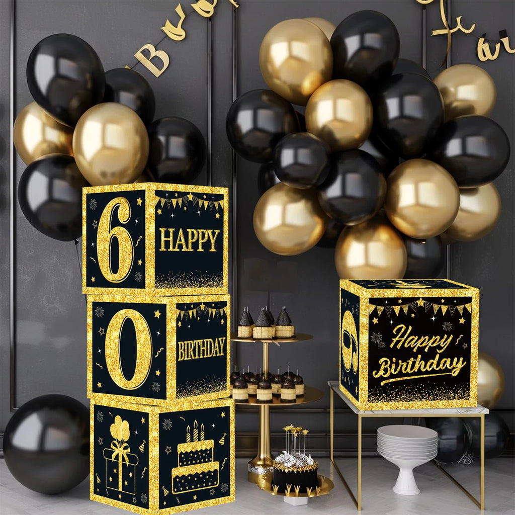 Caja de cumpleaños en blanco y dorado para 18 o 30 cumpleaños, decoraciones de fiesta para el hogar, caja de cumpleaños, suministros para fiestas de baby shower