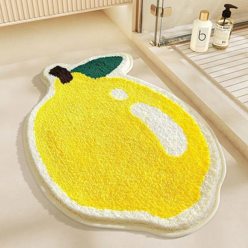 Alfombra de Imitación de Cachemira con Diseño de Frutas Frescas VIKAMA, Cálida, Lavable a Máquina, para Baño, Puerta, Porche, Decoración del Hogar