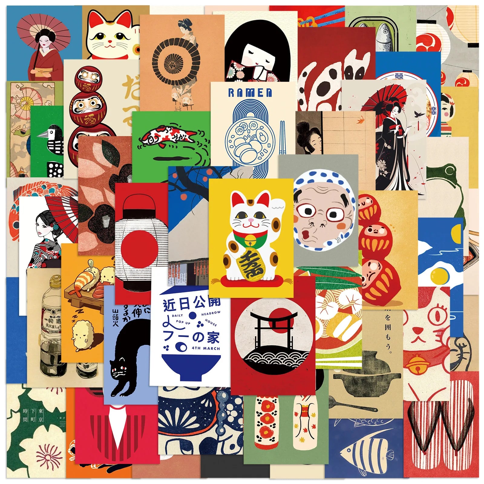 50/100 PEGATINAS de estilo japonés con dibujos animados - Para decorar refrigeradores, patinetas, computadoras, computadoras portátiles, papelería impermeable