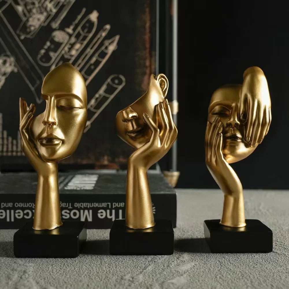Escultura de cara abstracta de 27 cm, de resina, pensador, figuras para escritorio, oficina, sala de estar, mesa, colección, decoración de figuritas.