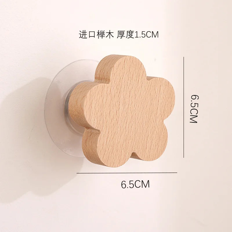 Ganchos decorativos de madera de estrella y luna. Bonitos ganchos adhesivos de pared con dibujos de animales. Llavero para la pared del hogar y decoración.