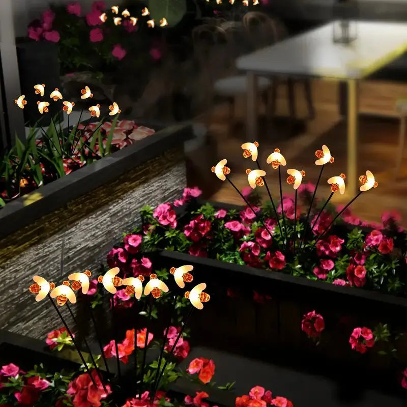 Luces solares LED de jardín con forma de abeja de 6/8 cabezales, impermeables, decorativas, para jardín, patio, césped, camino, terraza