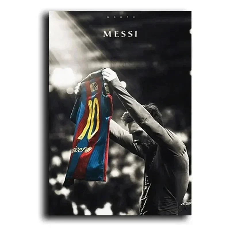 Classic Vintage Wall Art Football Star Lionel Messi HD Canvas Printed Poster Home Living Room Club Decoration Collection Gift