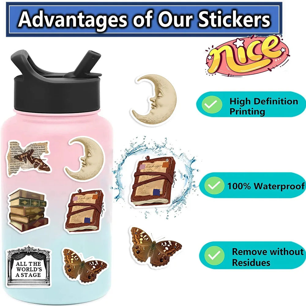 50 autocollants décoratifs Graffiti sombres et esthétiques pour guitare, carnet de notes, bagages, DIY, imperméables