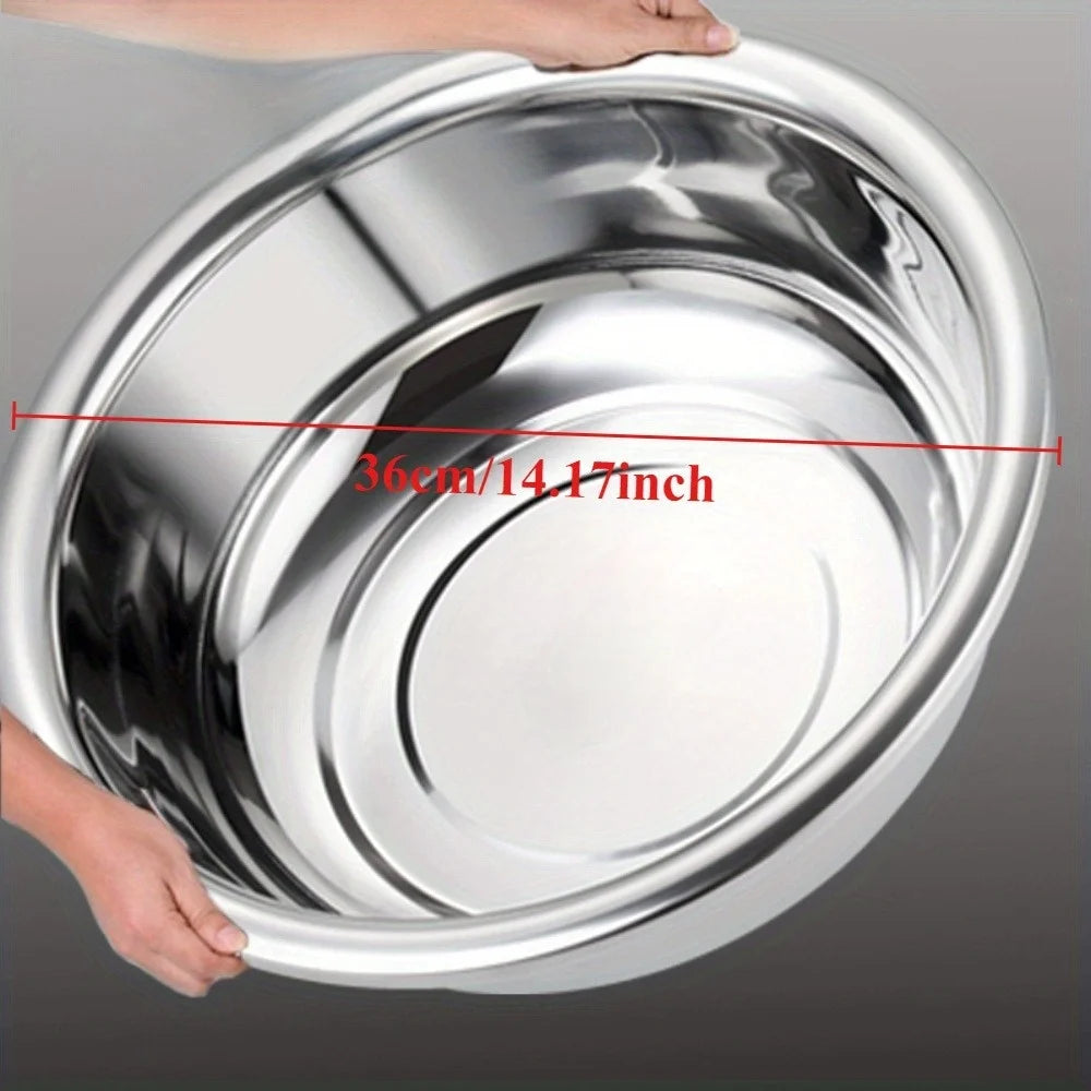1-2pcs large stainless steel basin and thick washbasin, 36cm/14inch extra large kitchen vegetable wash basin