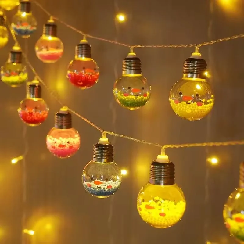 1 ud. 1,5 M10LED Guirnalda de luces de Navidad con bombillas y bolas sonrientes, Lámpara decorativa de árbol de Navidad, Luces de hadas para habitación, Fiesta de cumpleaños