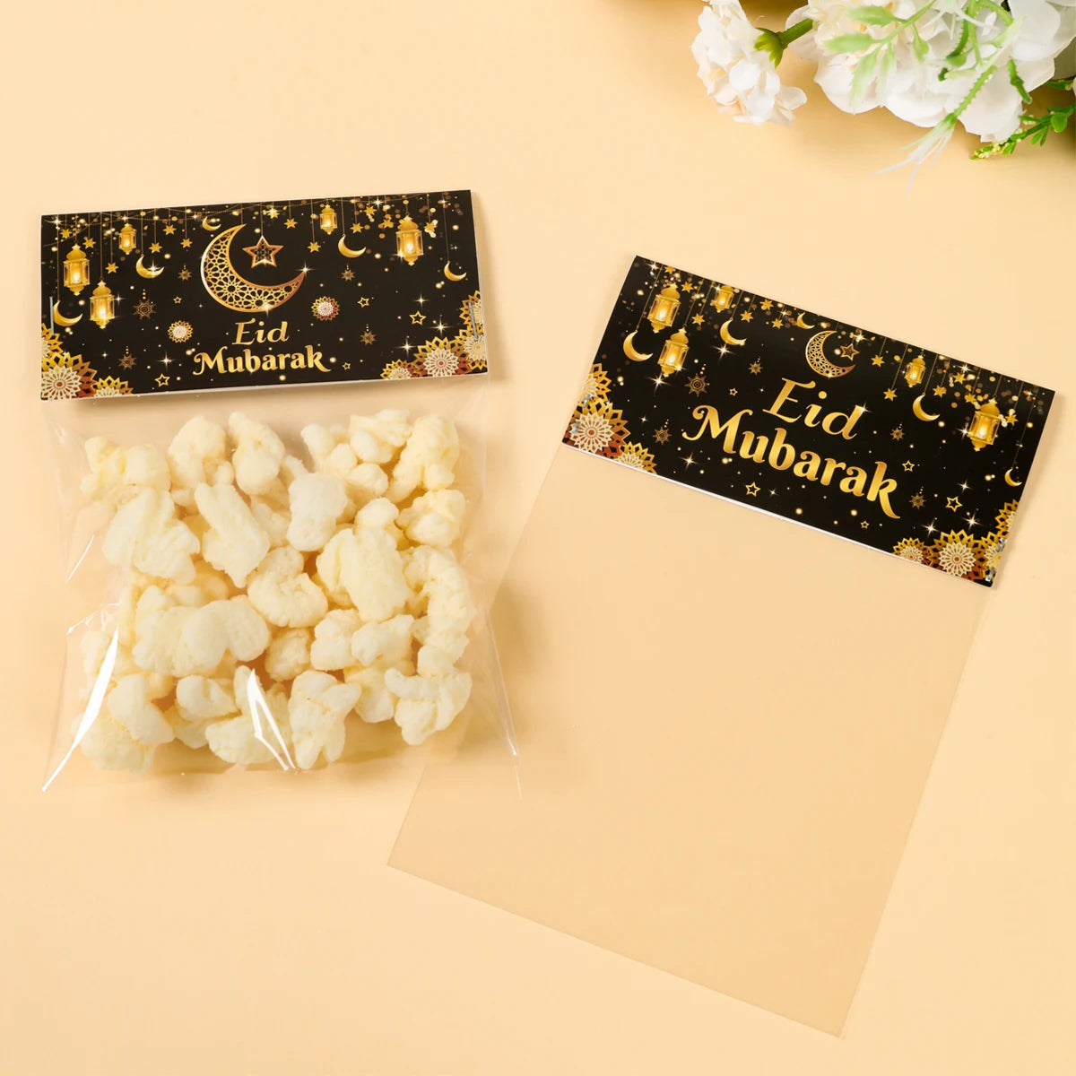 Décorations pour la maison du Ramadan 2025 - Sachet de friandises Eid Mubarak - Sachet de bonbons - Décorations de fête musulmanes islamiques - Ramadan Kareem - Aïd al-Adha