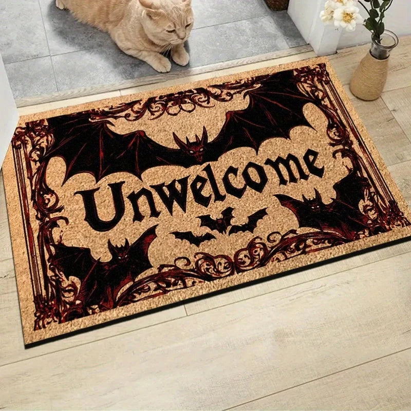Tapis d'Halloween VIKAMA, Tapis de sol antidérapant pour porte, motif chauve-souris, tapis d'extérieur de la série sombre, décoration intérieure