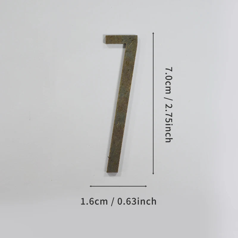 Bronze Door Number with Backing Adhesive 7cm Metal House Number Apartment Door Number for Outdoor Hotel Home Mailbox Label