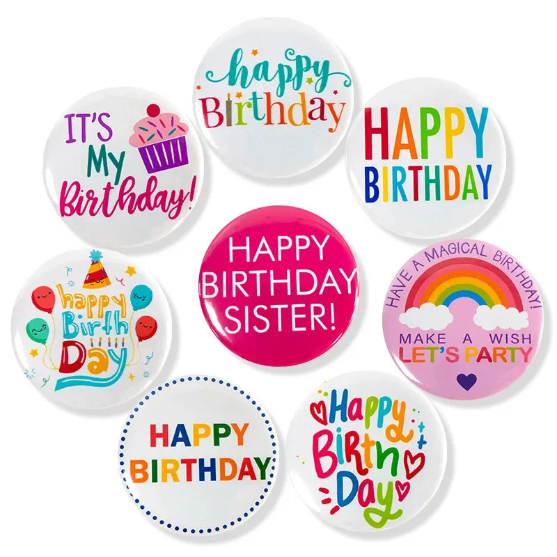 Nuevo Emblema Temático de Feliz Cumpleaños Fiesta de Cumpleaños Ropa para Niños y Adultos Insignia Decoración de Fiesta de Cumpleaños Souvenir