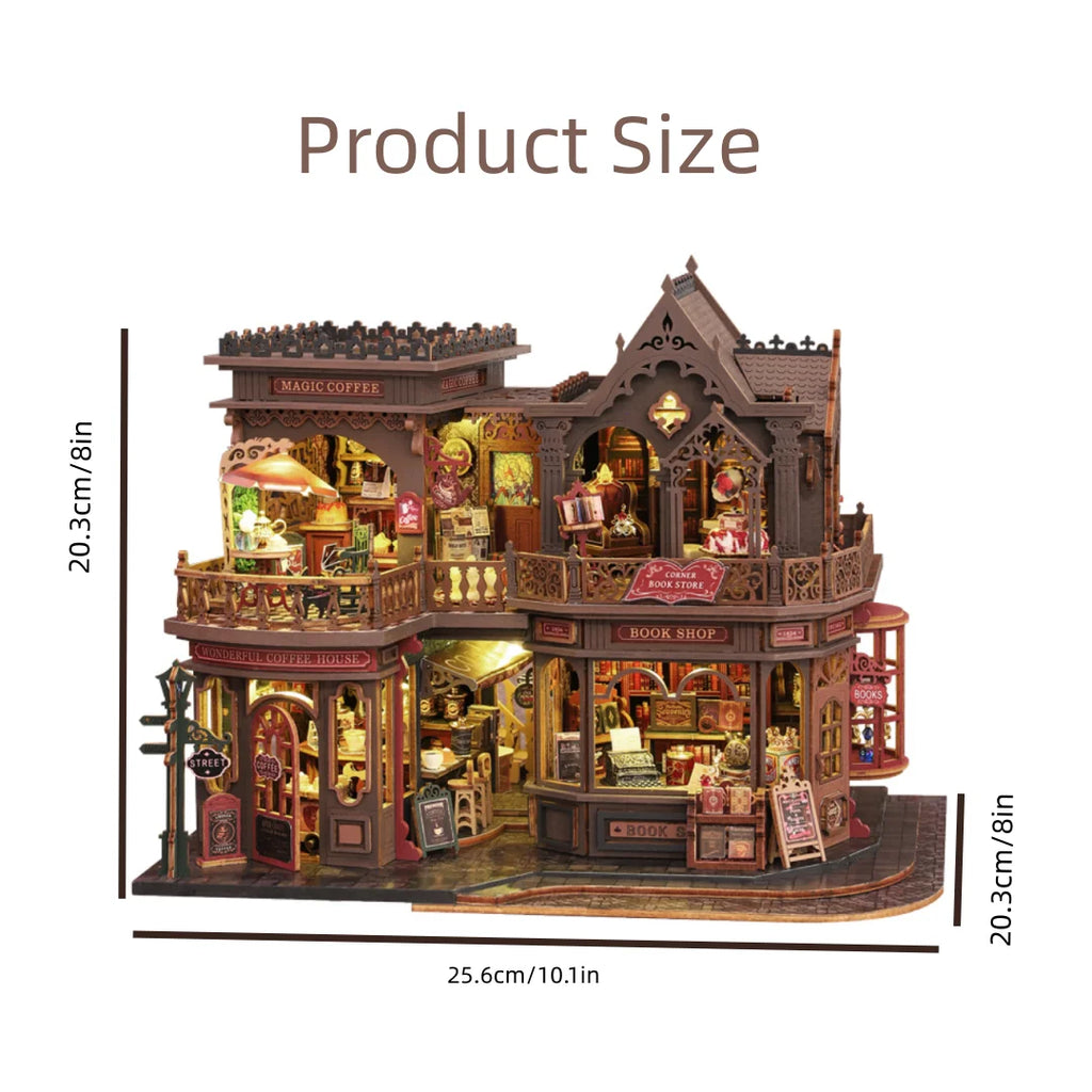 DIY Book Nook Café - Kit Puzzle 3D pour étagère, serre-livres fait main, cadeau créatif pour la décoration intérieure et les collectionneurs
