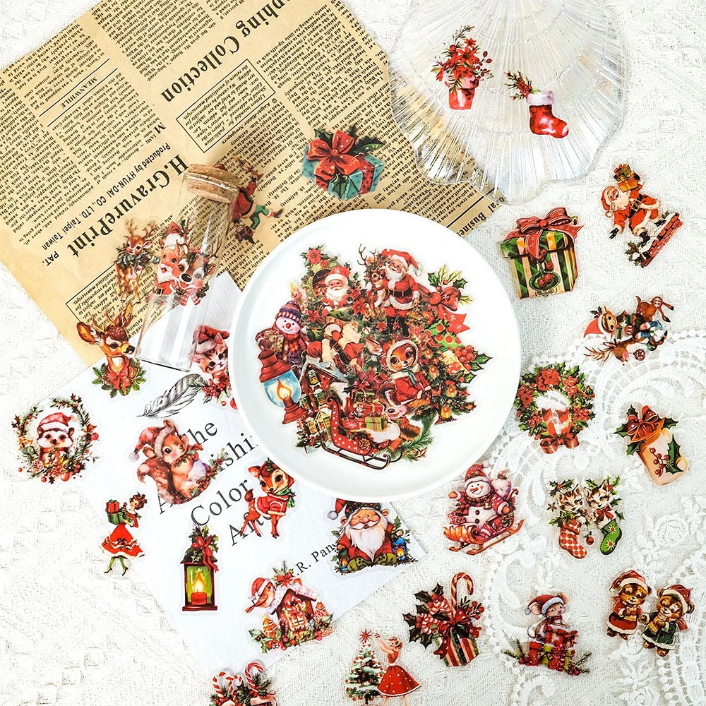 10/30/50 Pièces Autocollants Rétro Mignon Père Noël Dessin Animé Noël pour Ordinateur Portable Téléphone Scrapbook Valise Mural Enfant Jouets Classiques