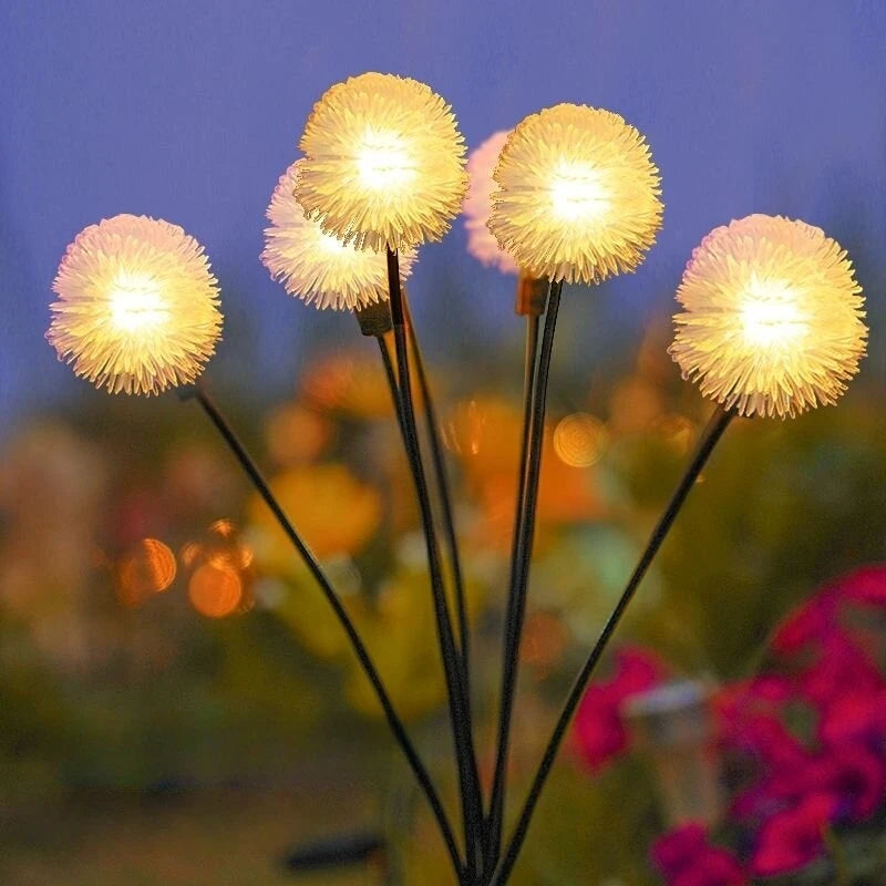 1 ud. Luces solares LED de jardín de diente de león, lámpara de césped de 6 cabezales y 2 modos, iluminación de paisaje ideal para jardín, césped, patio, camino, balcón