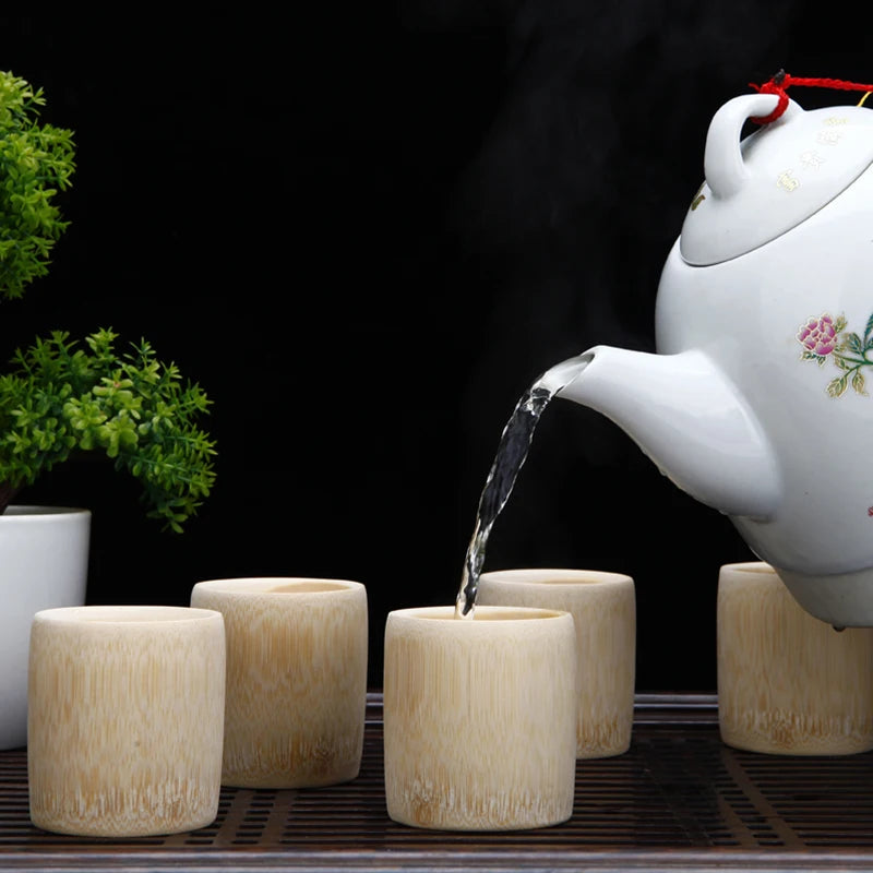 1PCS Taza de Té de Bambú Natural, Taza de Agua de Madera China, Taza de Sake Japonesa, Taza de Cerveza, Café, Jugo, Hecha a Mano
