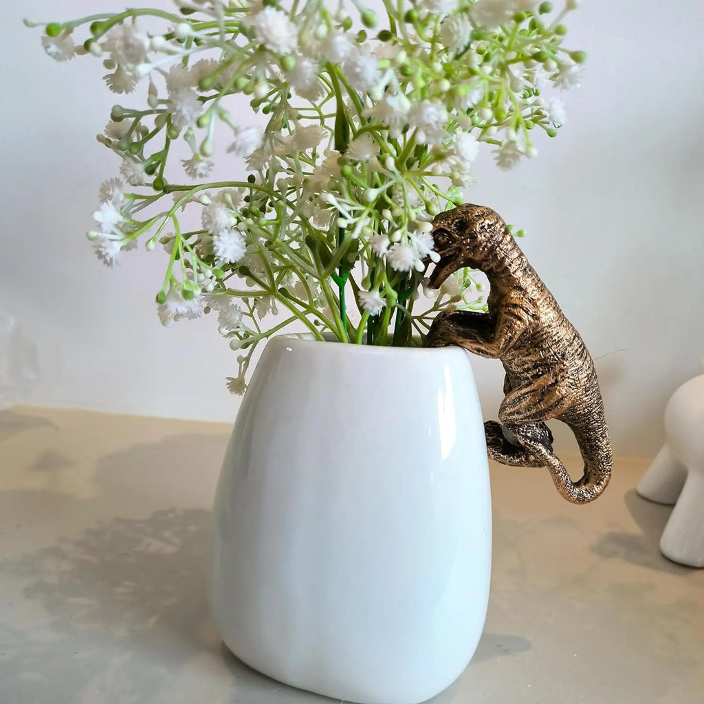 Estatuas de dinosaurios decoradas, maceteros colgantes decorados con dinosaurios, animales lindos, plantas en maceta, amigos, dinosaurios, colgantes decorativos